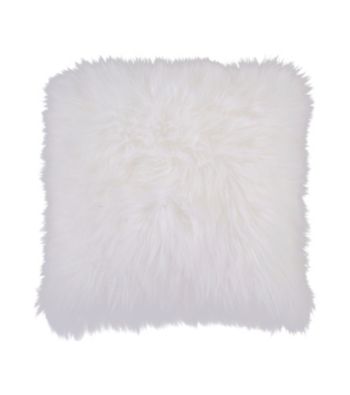 Surya White Furry Decorative Pillow