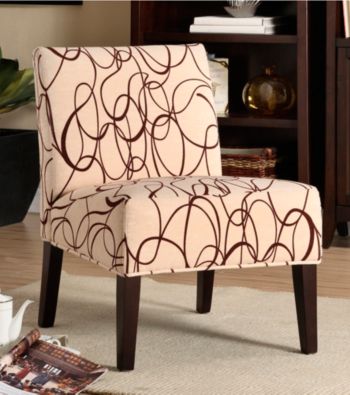 Home Interior Brown Swirl Print Lounge Chair