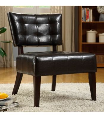Home Interior Brown Faux Leather Armless Chair