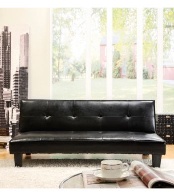 Home Interior Brown Faux Leather Mini Futon Sofa Bed