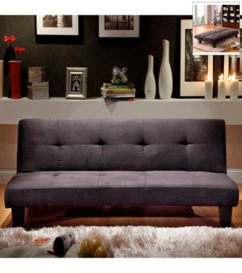 Home Interior Black Microfiber Suede Mini Futon Sofa Bed