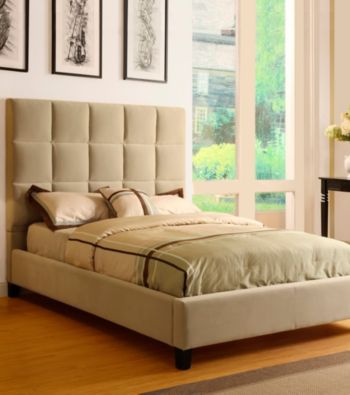 Home Interior Camel Velvet Tufted Queen Size Bed