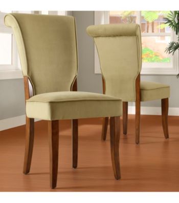 Home Interior Set of 2 Olive Velvet Side Chairs