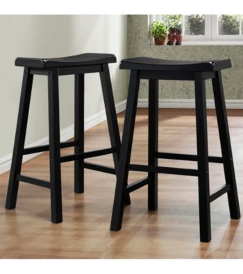 Home Interior Set of 2 Saddle Back Black Stools