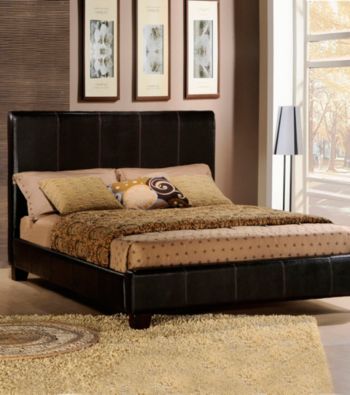 Home Interior Dark Brown Faux Leather Full Size Bed