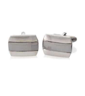 Kenneth Roberts Platinum® Men's Silver Rectangle Stripe Cuff Links