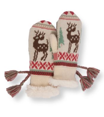 MUK LUKS® Girl's Scandinavian Fur Lined Tassel Mittens