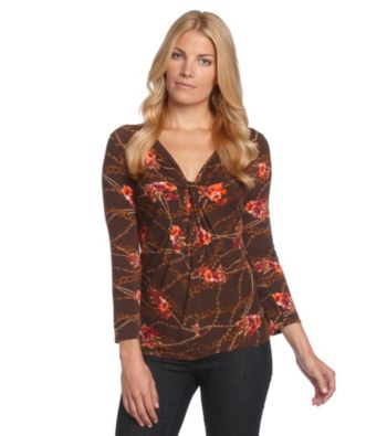 Fever™ Printed Twist-Front Top