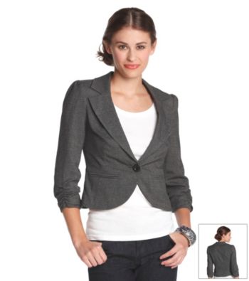 XOXO® Juniors' Ruched Sleeve Jacket