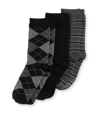 Statements Boys' 3-pk. Black Argyle Stripe Dress Socks