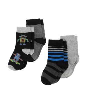 Statements Boys' 4-pk. Robot/Stripe Basic Socks