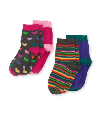 Miss Attitude Girls' 4-pk. Multi Stripe/Heart Crew Socks
