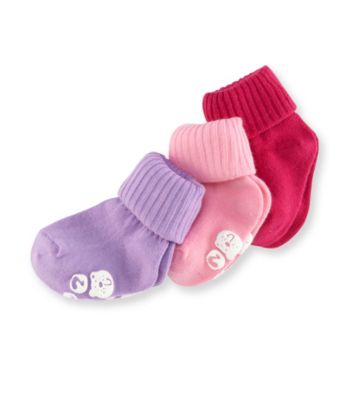 Cuddle Bear® Baby Girls' 3-pk. Pink/Purple Gripper Socks