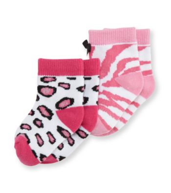 Cuddle Bear® Baby Girls' Pink 2-pk. Animal Print Socks