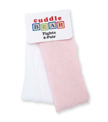 Cuddle Bear® Baby Girls' Pink/White 2-pk. Lace Tights