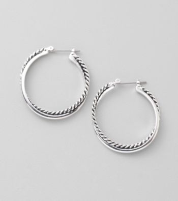 Lauren Ralph Lauren Silvertone Twisted Large Hoop Earrings