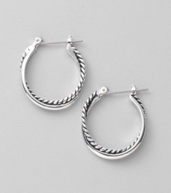 Lauren Ralph Lauren Silvertone Twisted Small Hoop Earrings