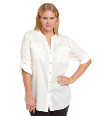 Calvin Klein Plus Size Splitneck Top