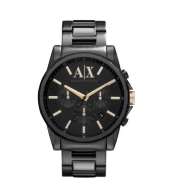 A|X Armani Exchange Black IP Men's Bracelet Watch with Goldtone Markers