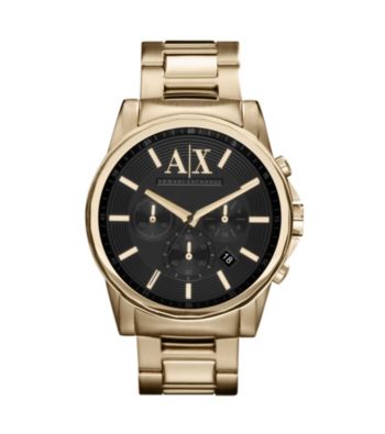 A|X Armani Exchange Goldtone Men's Bracelet Watch with Black Dial and Goldtone Markers