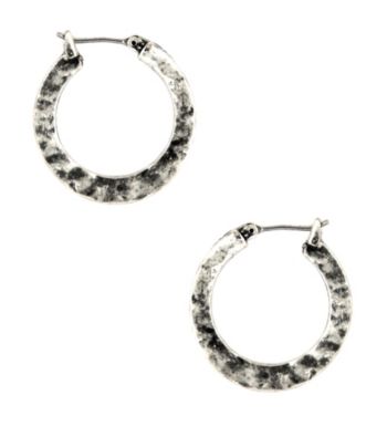 Nine West Vintage America Collection® Small Silver Ox Click-It Hoop Earrings