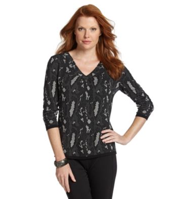 Evan-Picone® V-neck Printed Sweater