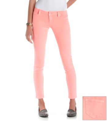 Blue Spice® Juniors' Neon Melon Skinny Jeans