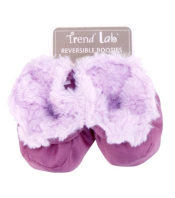 Trend Lab Plum and Lilac Swirl Velour and Matte Satin Baby Booties