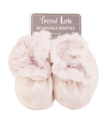 Trend Lab Cream Swirl Velour and Matte Satin Baby Booties