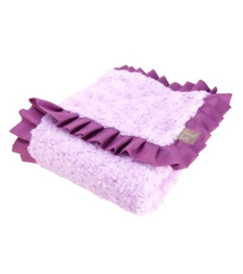 Trend Lab Lilac and Plum Swirl Ruffle Trimmed Velour Receiving Blanket