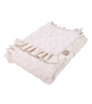 Trend Lab Cream Swirl Ruffle Trimmed Velour Receiving Blanket