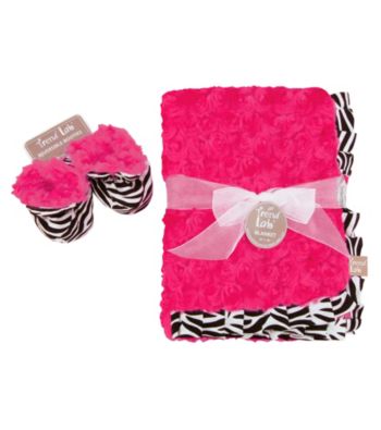 Trend Lab Zahara Zebra Blanket and Booties Luxe Gift Set