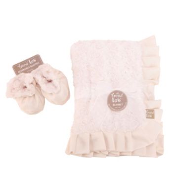 Trend Lab Cream Swirl Velour Blanket and Booties Luxe Gift Set