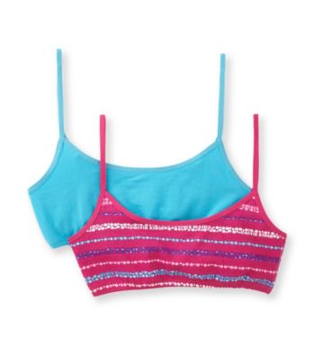 Calvin Klein Girls' Blue/Pink 2-pk. Striped Crop-top Bras