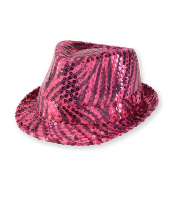 Miss Attitude Girls' Fuchsia Zebra-print Sequined Fedora