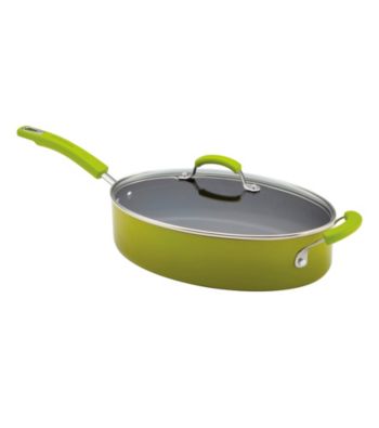Rachael Ray® Porcelain II 5-qt. Green Covered Saute Pan with Helper Handle