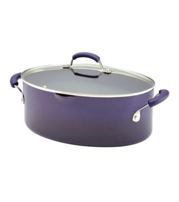 Rachael Ray® Porcelain II 8-Quart Purple Covered Oval Pasta Pot with Pour Spout