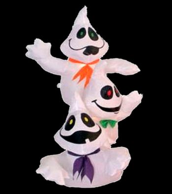 3-Stacked Inflatable Lighted Happy Ghosts