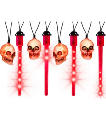 Set of 8 Red LED Blood Drip Lights with Skulls