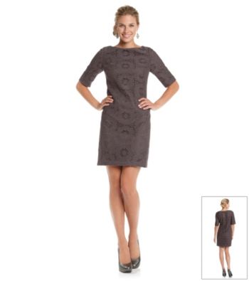 Adrianna Papell® Bateau Neck Crochet Dress