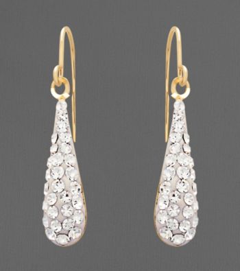 14K Yellow Gold Crystal Teardrop Earrings