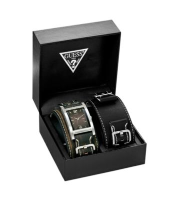 Guess Silver Bold Buckled Cuff Watch - Interchangeable Set