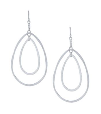 Jessica Simpson Silvertone Double Hoop Earrings