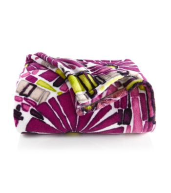 LivingQuarters Micro Cozy Graphic Floral Throw