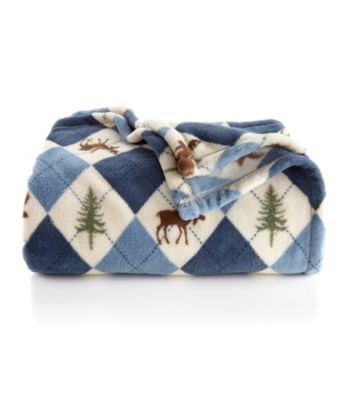 LivingQuarters Micro Cozy Lodge Argyle Throw