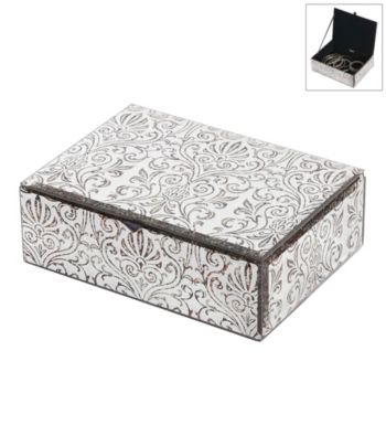 Mele & Co. Cadence Mirrored Glass Scroll Pattern Jewelry Box