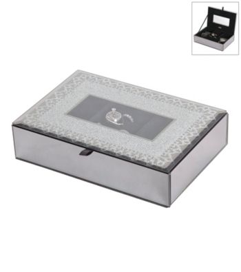 Mele & Co. Cameo Mirrored Glass Lace Motif Jewelry Box