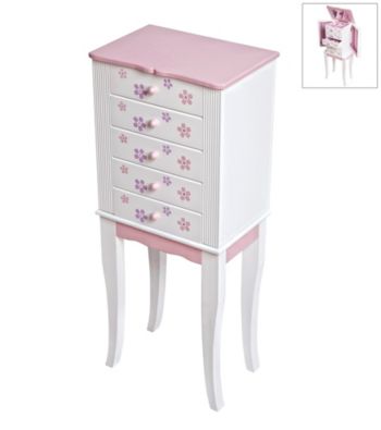 Mele & Co. Chloe Girls Pink And White Jewelry Armoire