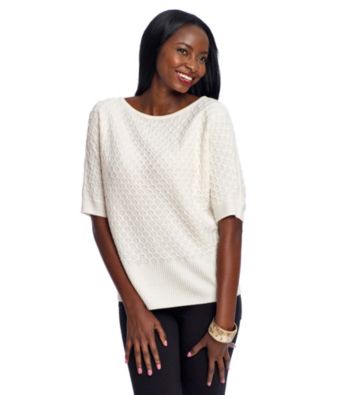Evan-Picone® Boatneck Basketweave Sweater