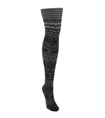 MUK LUKS® Patterned Microfiber Tights - Ebony Vanilla